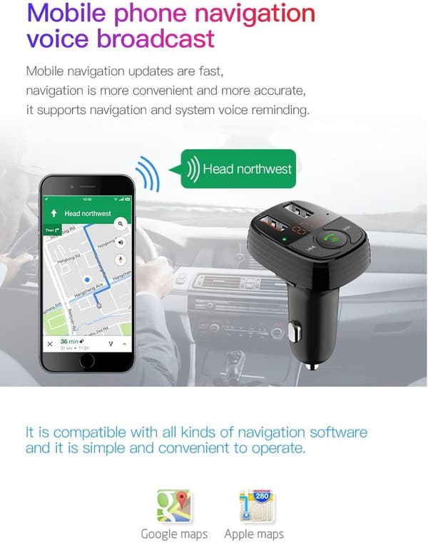 QC 3.0 Bluetooth FM Sändare MP3 2USB Billaddare Devia Svart