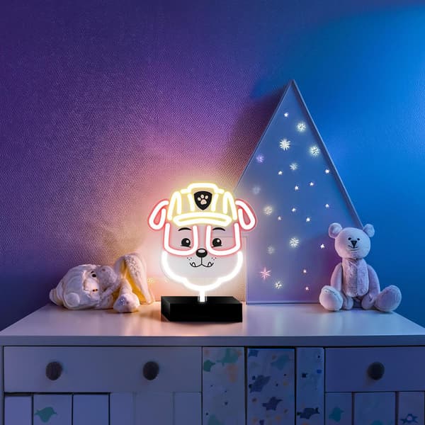 Paw Patrol Neon LED Rubble – 25×25 cm med Stativ & USB-ström Multicolor