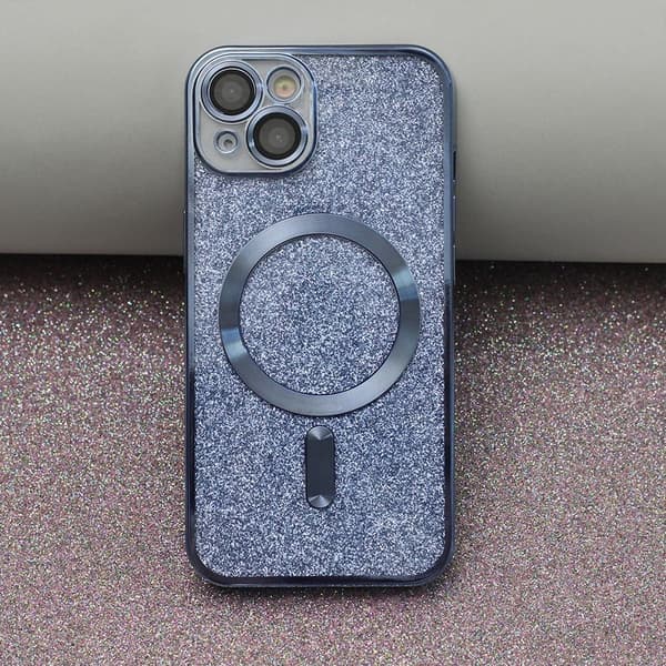 iPhone 14 PRO Max - Magasafe 2i1 Glitter/Transparent Chrome Skal Blå