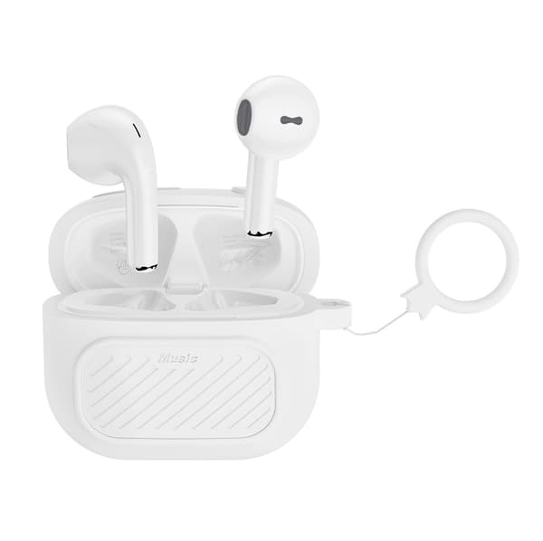 XO TWS BT 5.0 Stereo Hörlurar med laddbox Silikonfodral Vit White