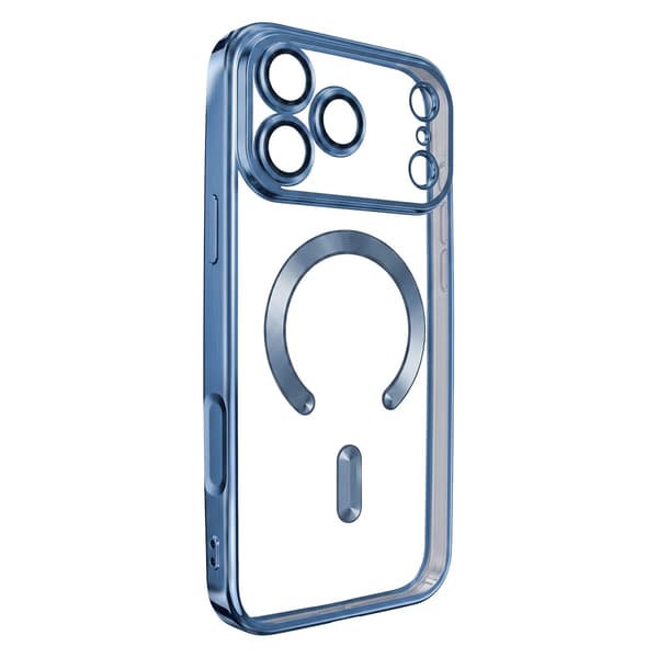 iPhone 18 Pro / iPhone 17 Pro - MagSafe-kompatibelt Chrome Skal - Sky Blue Transparent