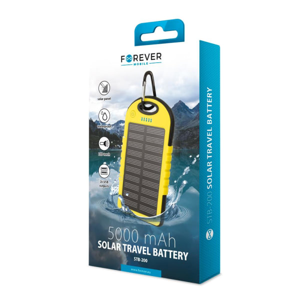 Forever 5000mAh Solen Powerbank matkapuhelimille ja tableteille Yellow
