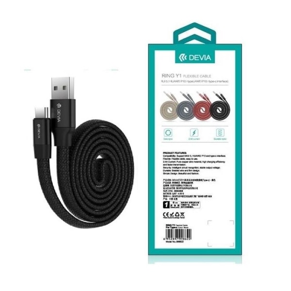 DEVIA 2,4 A RING-Y1 MicroUSB-kaapeli älypuhelimille Black