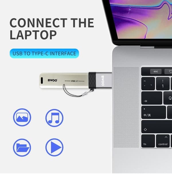 USB-C till USB OTG-Converter Adapter Kontakt - BAWOO grå