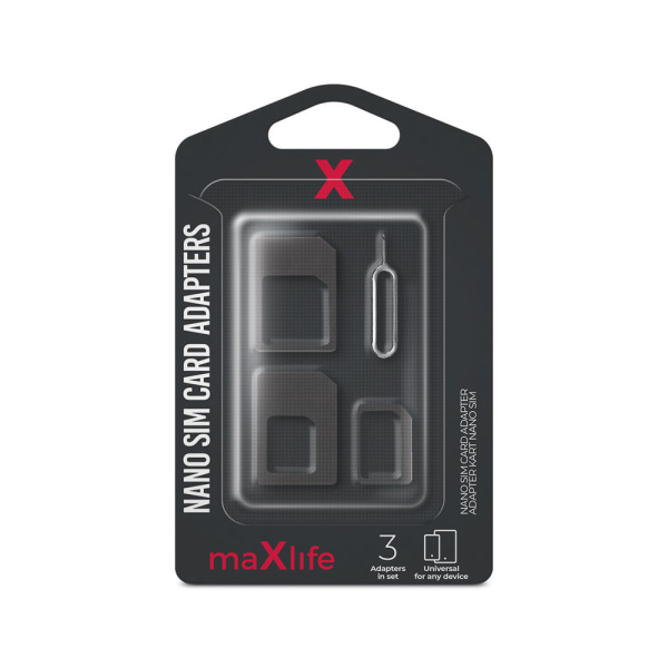 Maxlife Nano SIM-kortadaptrar Svart