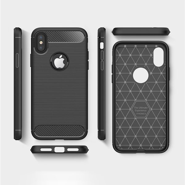 iPhone X / XS - Flexibel Carbon Mjuk TPU Skal - Svart Svart