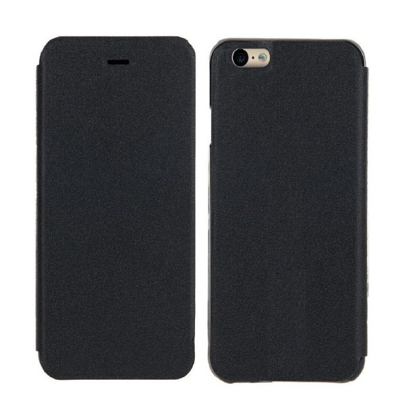 iPhone 6 / 6s - Eco-Läder Toppkvalitet Slim Flip Case - Svart Svart