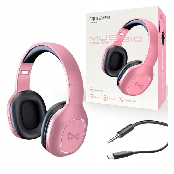 FOREVER Langattomat Bluetooth 5.1 -kuulokkeet, AUX, mikrofonilla Pink