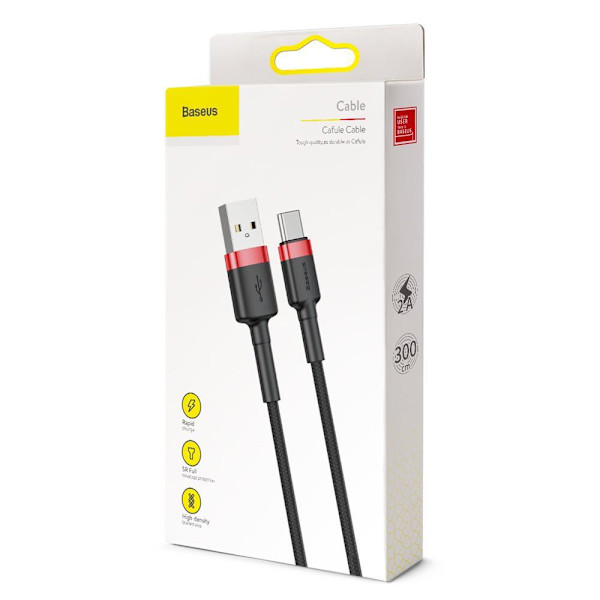 Baseus USB-C Pikalataus Latauskaapeli Samsung / Android -3m Black