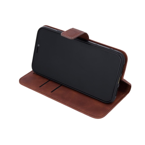 iPhone 13 Pro - Smart Velvet Mobilplånbok - Brun Brown