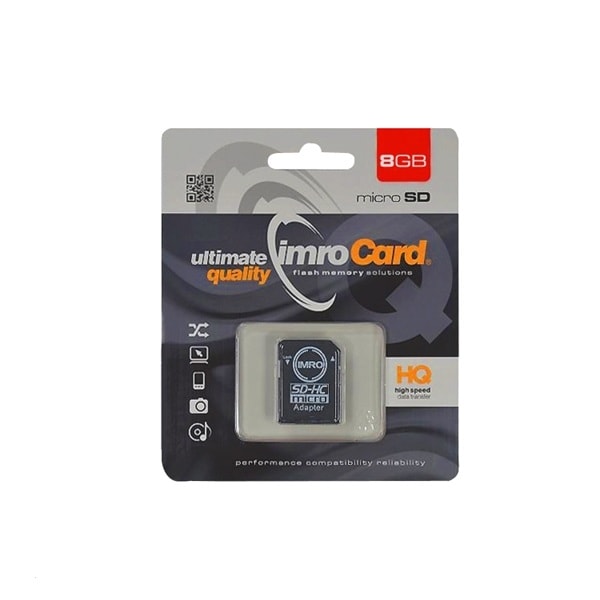 8GB microSDHC Klass-4  Minneskort  + Adapter Svart
