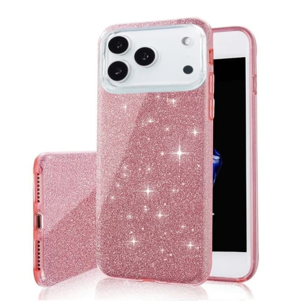 iPhone 17 Pro Max - 3in1 Glitter Elegant Mjuk Skal Rosa Rosa