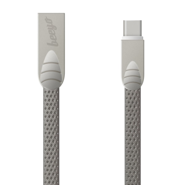 Beeyo USB-C fladt kabel til smartphones - 2Amp Grey