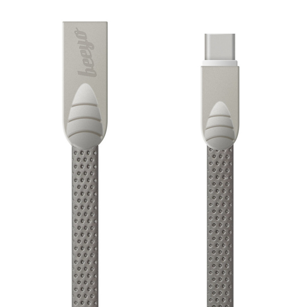 Beeyo USB-C litteä kaapeli älypuhelimille - 2 Amp Grey