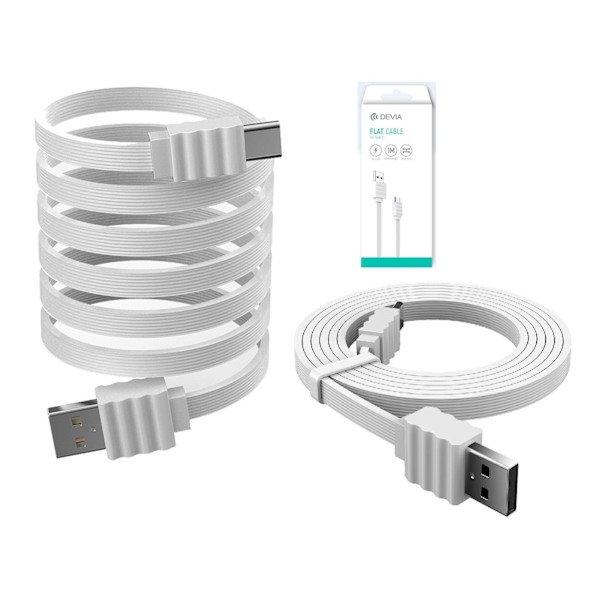 DEVIA 2Amp Flat Typ-C kaapeli älypuhelimille - 1m White