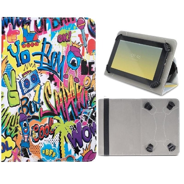 Flip Case 9-10,2 tuuman tableteille Universal - Graffiti Multicolor