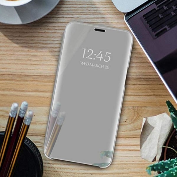 Samsung Galaxy A42 5G - Smart Clear View -kotelo - hopea Silver