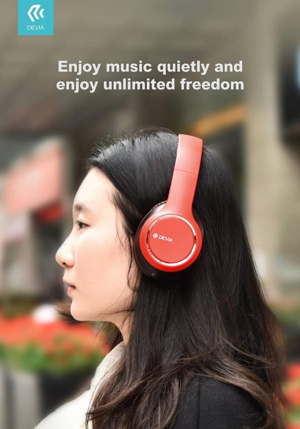 Devia Kintone Vikbara On-Ear Trådlösa Bluetooth HD-hörlurar Red