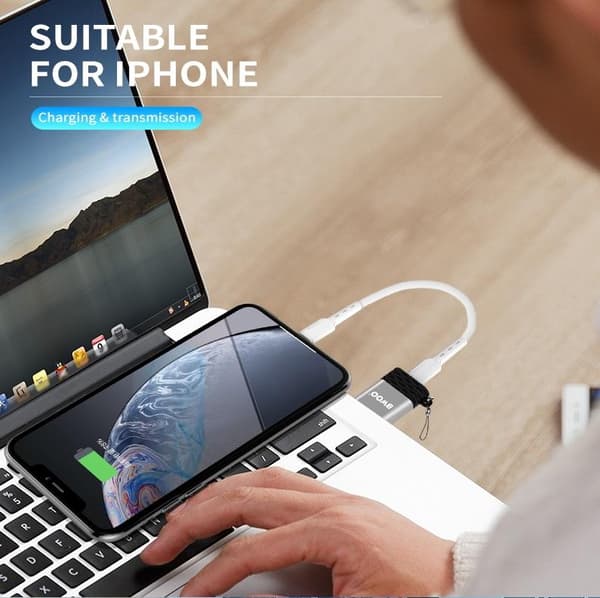 BWOO USB-C till USB-A OTG Adapter Snabbladdning & Dataöverföring Grey