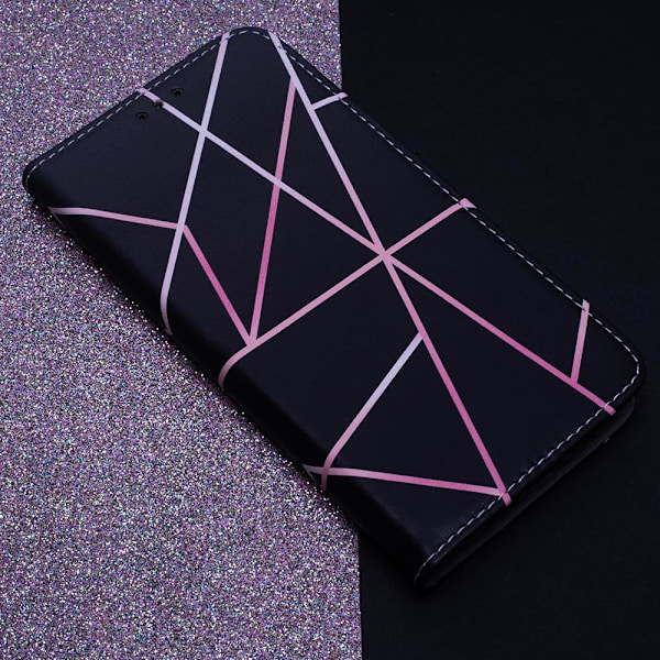 Samsung Galaxy A22 5G - Smart Trendy Mobilplånbok Linear Svart Multicolor
