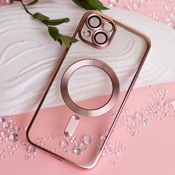 iPhone 15 Pro Max - MagSafe-kompatibelt Chrome Skal med Kameraskydd Rosa guld