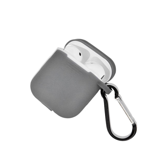 AirPod silikoninen latauskotelo koukulla - harmaa Grey