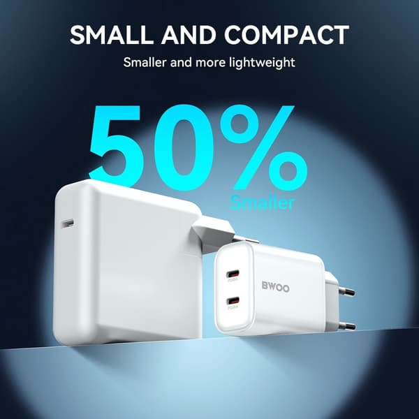 Snabbladdare för iPhone / Samsung QC 35W PD 2XUSB-C Väggladdare White
