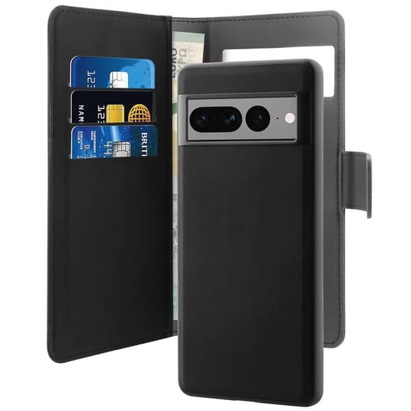 Google Pixel 7 PRO - Puro Ekoläder 2-i-1 Löstagbart Plånboksfodral Svart Svart