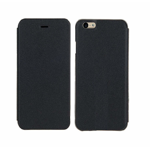 iPhone 6 / 6s - Eco-Läder Toppkvalitet Slim Flip Case - Svart Svart
