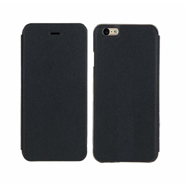 iPhone 6 / 6s - Øko-læder Top Kvalitet Slim Flip Cover - Sort Black