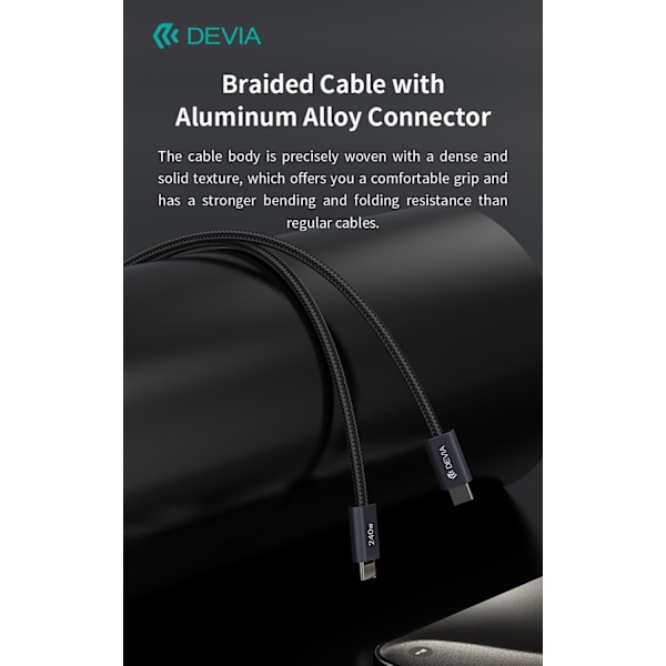 240W Devia Extreme Snabbladdning USB-C till USB-C-kabel – 2m Svart