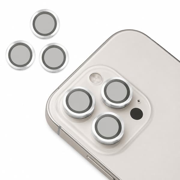 3-Pack iPhone 16 Pro / iPhone 16 Pro Max - 9H kameraskyddsglas Silver