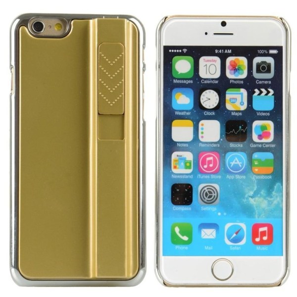 iPhone 6 / 6S - Bagcover med indbygget cigarettænder - Guld Gold
