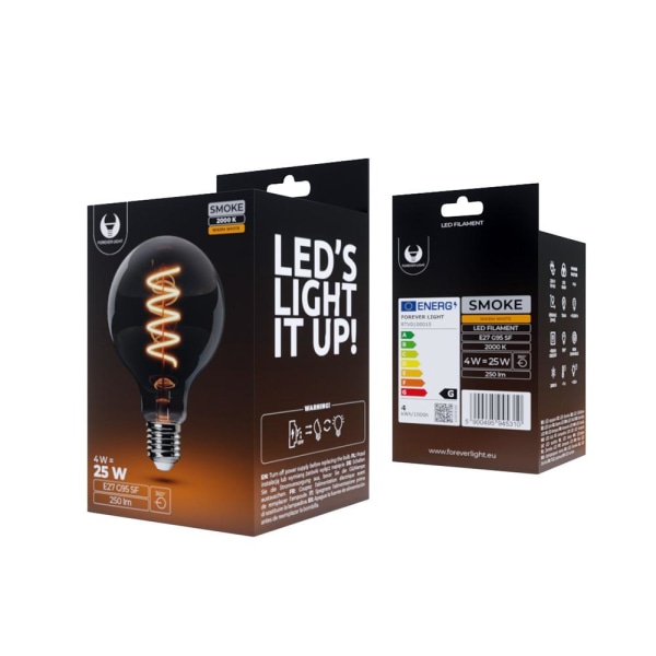 Forever Light LED-lampe Filament E27 G95 4W 230V 2000K 250lm SF Transparent