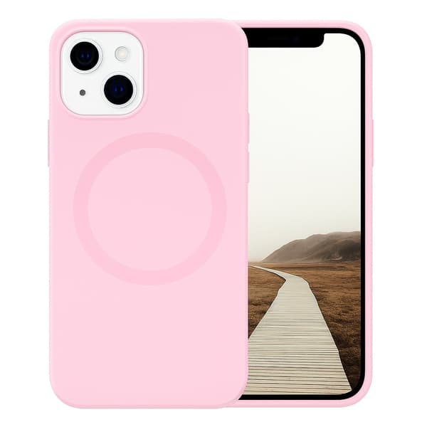 iPhone 12 / iPhone 12 PRO - MagSafe Silicon Slim Mjuk Skal pastel pink Platinum silver