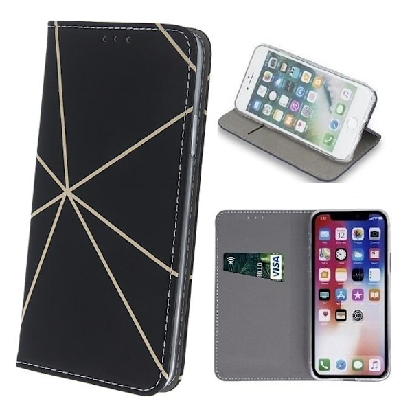Samsung Galaxy A23 5G - Smart Trendy Mobilplånbok - Linear Svart Black
