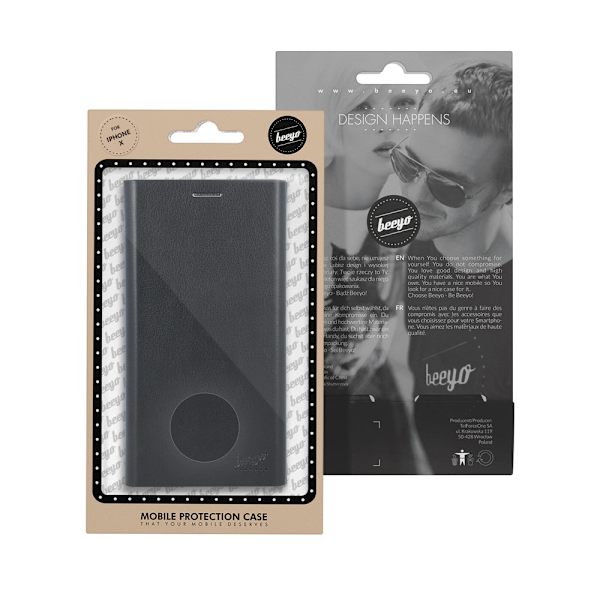 iPhone 7 Plus / 8 Plus Beeyo Book Grande Mobilplånbok -  Svart Black