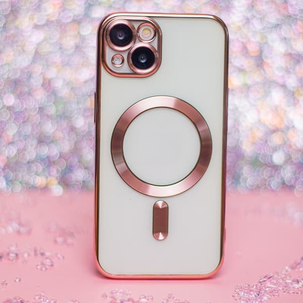 iPhone 18 Pro / iPhone 17 Pro - MagSafe-kompatibelt Chrome Skal - Roseguld Transparent