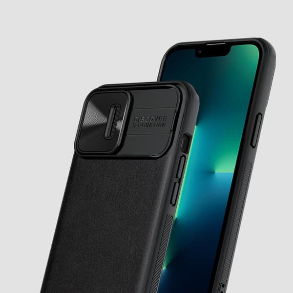 iPhone 13 Pro Max - Nillkin CamShield Leather Skal - Svart Black