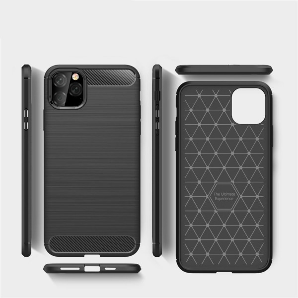 iPhone 11 Pro - Fleksibelt Carbon Soft TPU cover - Sort Black
