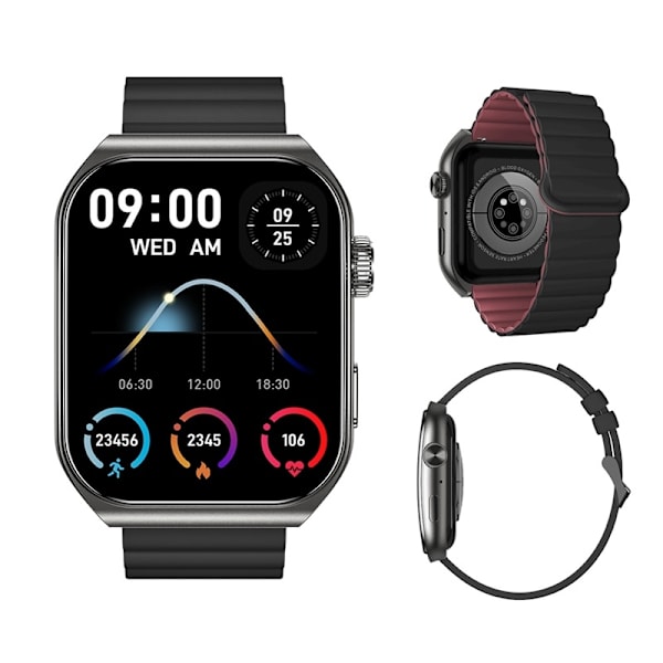 FOREVER Smartklocka Tiron SWM-300 Bluetooth-Samtal Med Extra Rem Amoled 1,96" Svart