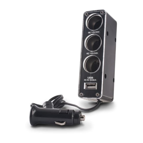 Socket Splitter 3 i 1 med USB-uttag Black