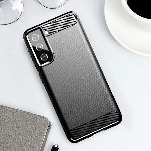 Samsung Galaxy S21 / S21 5G - Flexibel Carbon Mjuk TPU Skal - Sv Black