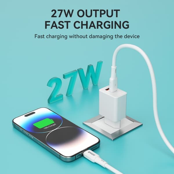 27W iPhone Snabbladdning USB-C till Lightning Kabel Dataöverföring 480Mbps White