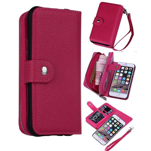 iPhone 6 Plus / 6s Plus Magnetic Wallet Cover - Pink Pink
