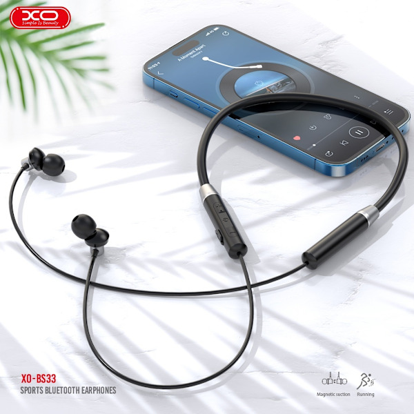 Bluetooth Smart Trådlös Handsfree Magnetic Neckband XO Black