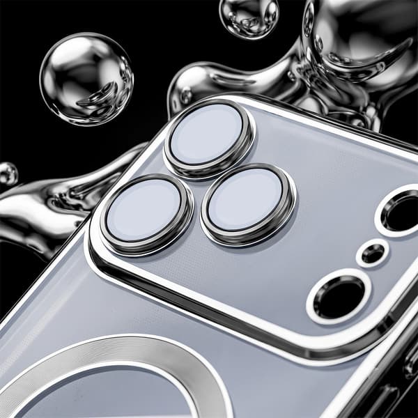 iPhone 18 Pro Max / iPhone 17 Pro Max - MagSafe-kompatibelt Chrome Skal - Silver Transparent