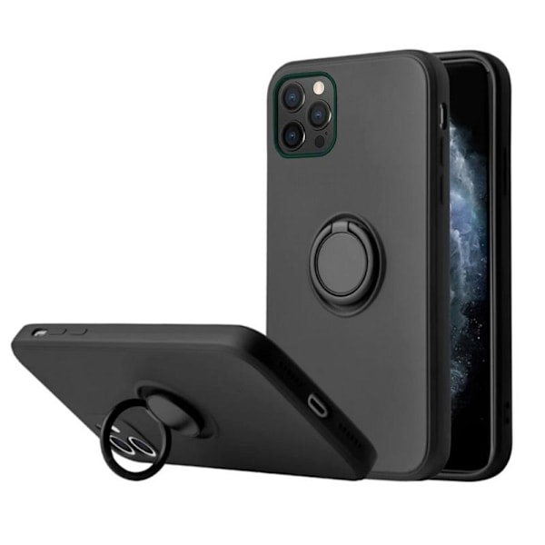 iPhone 13 Pro Max - Matt TPU Mjuk Skal med Ringhållare - Svart Black