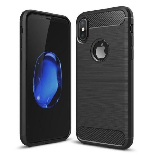 iPhone XS Max - Joustava Carbon Soft TPU -kuori - musta Black
