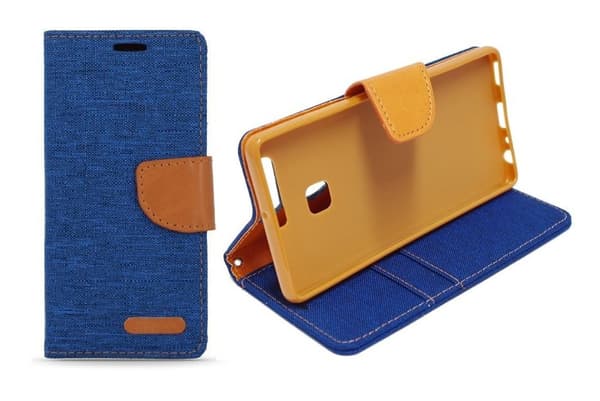 LG K8 (2016) - Smart Canvas Fodral Mobilplånbok - Mörkblå Dark blue